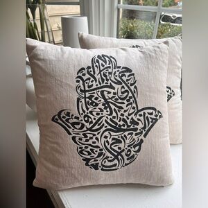 Elegant Cream and Black Decorative Throw Pillows